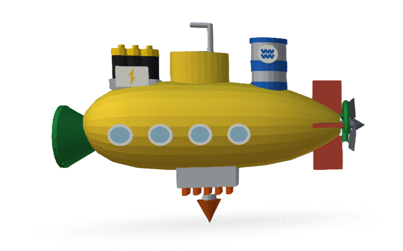 完成3Dモデル例「ゴミパク潜水艦」
